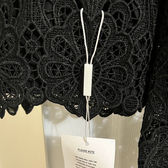 Self-Portrait Black Floral Guipure Puff Sleeve Blouse - Picture 6 of 7